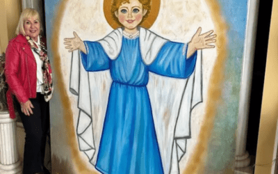 INÉS SERNA ORTS. UN NIÑO JESÚS PARA LAS CLARISAS DE ELCHE, QUE COMPLETA UN CUADRO INICIADO E INCOMPLETO, POR OTRO PINTOR DESCONOCIDO Y DESAPARECIDO.